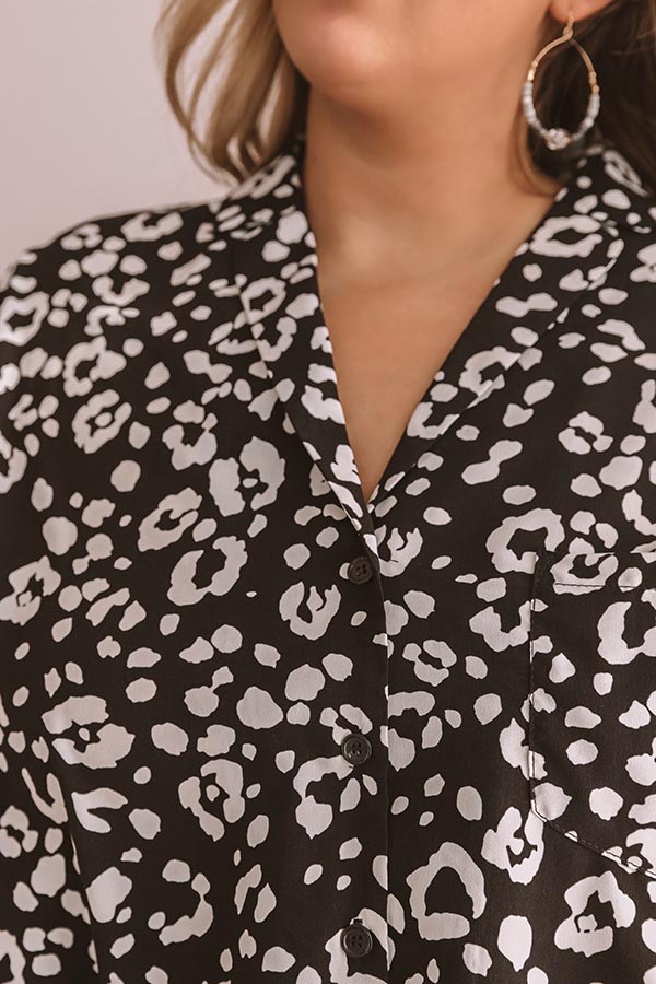 Leave Her Wild Button Up Top In Black  Curves Image - 4