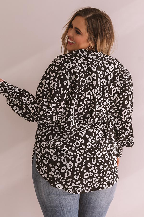 Leave Her Wild Button Up Top In Black  Curves Image - 3