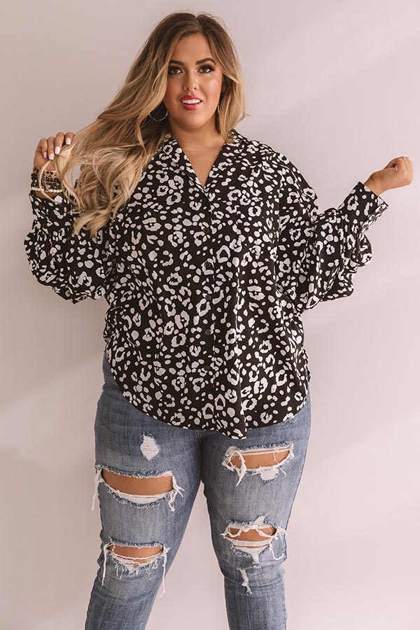 Leave Her Wild Button Up Top In Black  Curves Image - 2