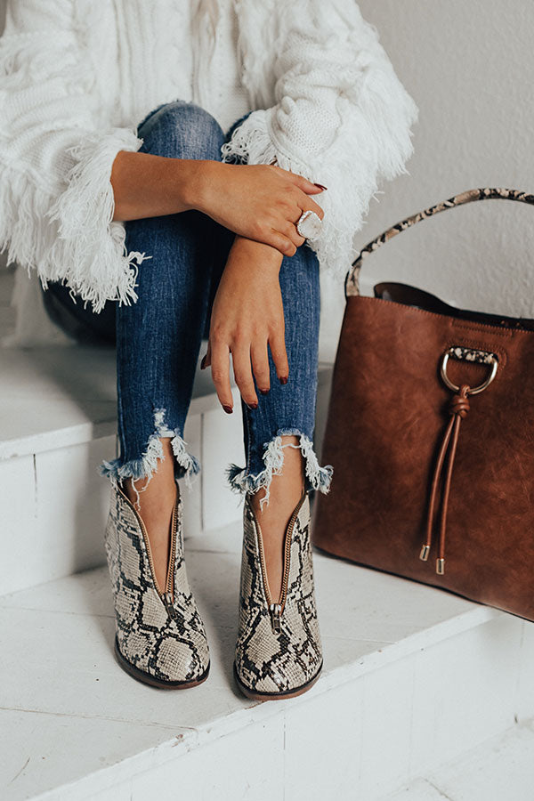 The Mallory Faux Leather Snake Print Bootie Image - 1