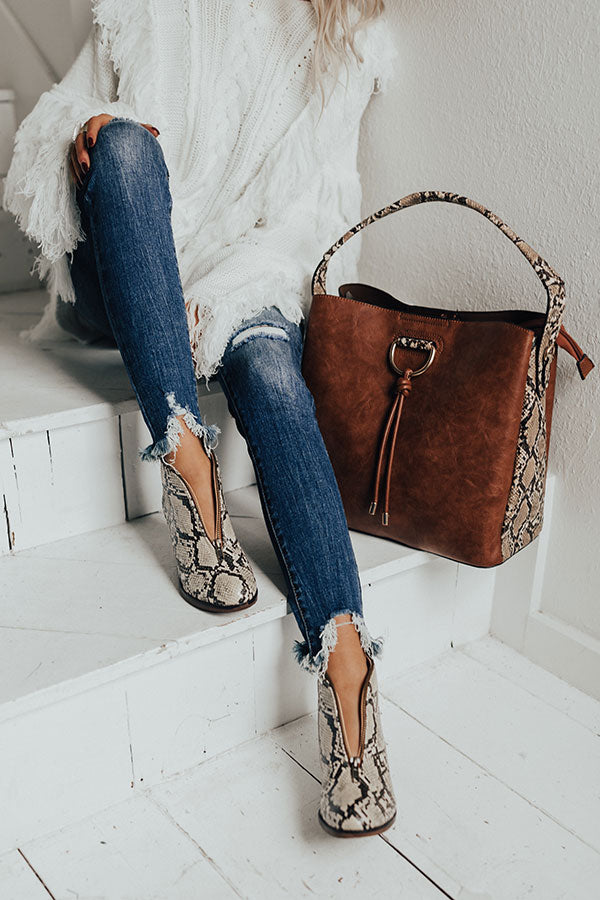 The Mallory Faux Leather Snake Print Bootie Image - 2