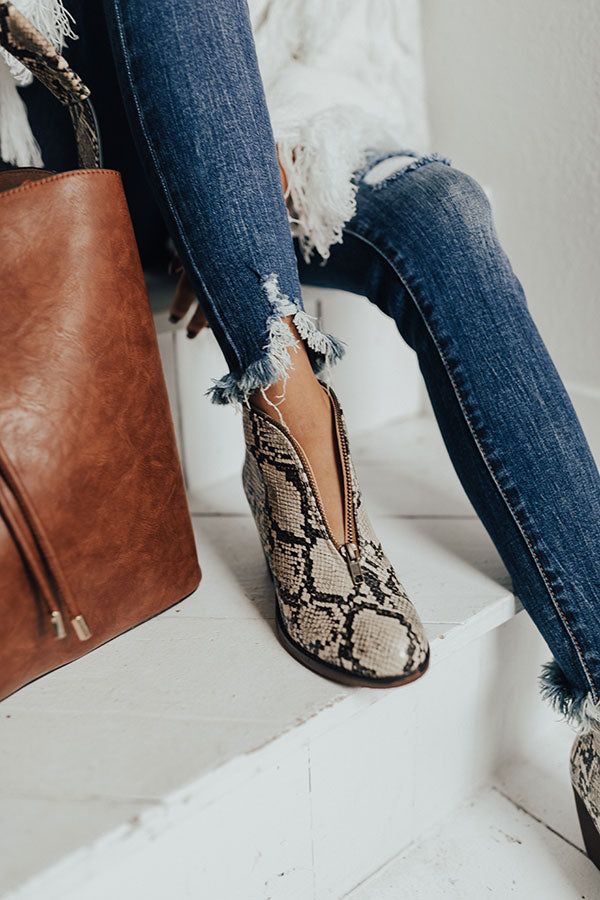 The Mallory Faux Leather Snake Print Bootie Image - 3