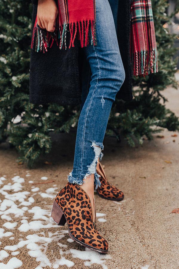 The Mallory Faux Suede Leopard Bootie Image - 3