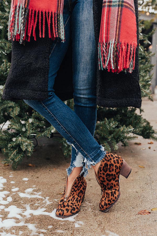 The Mallory Faux Suede Leopard Bootie Image - 4