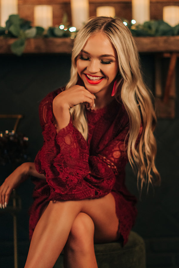 Notorious For Romance Lace Dress in Wine Image - 3