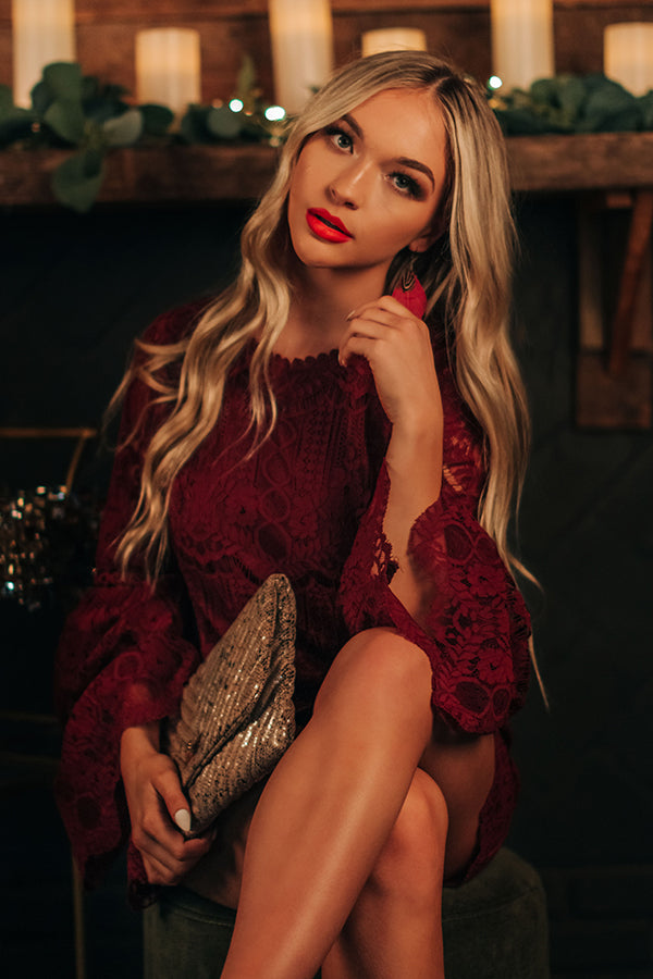 Notorious For Romance Lace Dress in Wine Image - 2