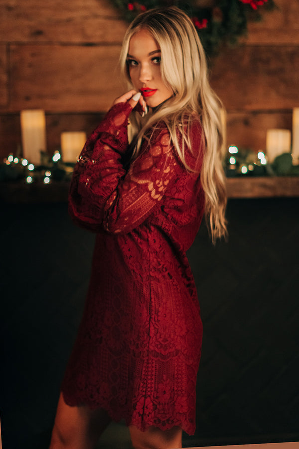 Notorious For Romance Lace Dress in Wine Image - 1
