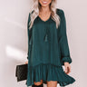 Downtown Elegance Satin Shift Dress in Hunter Green Image - 1