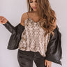 Notorious Flirt Snake Print Shimmer Tank in Warm Taupe Image - 1