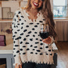 You Had Me At Merlot Distressed Sweater in Cream Image - 1