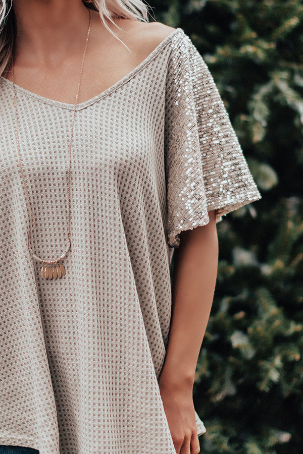 Gleam On Waffle Knit Sequin Top Image - 4