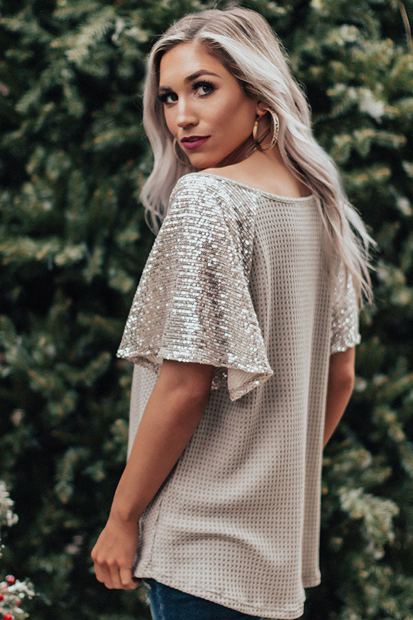 Gleam On Waffle Knit Sequin Top Image - 5