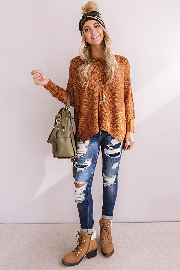 Meet Me In The Vineyard Sweater In Rust • Impressions Online Boutique