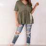Confidence Calling Babydoll Top In Olive Image - 1