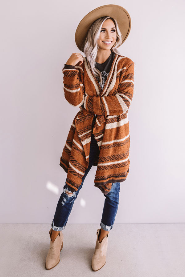 Hello Fall Knit Stripe Cardigan In Cinnamon Image - 1