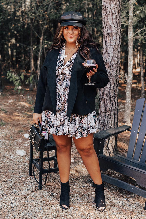 Instant Connection Faux Suede Jacket in Black Curves Image - 2