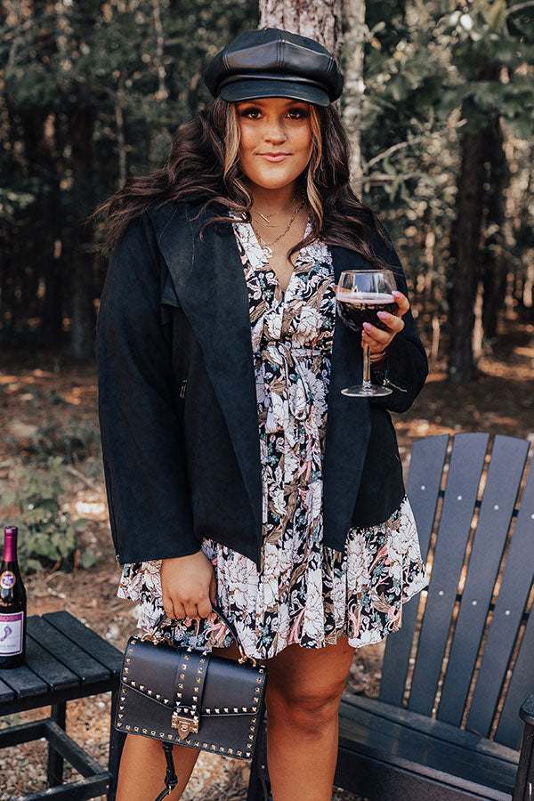 Instant Connection Faux Suede Jacket in Black Curves Image - 3