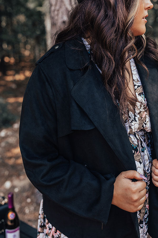 Instant Connection Faux Suede Jacket in Black Curves Image - 4