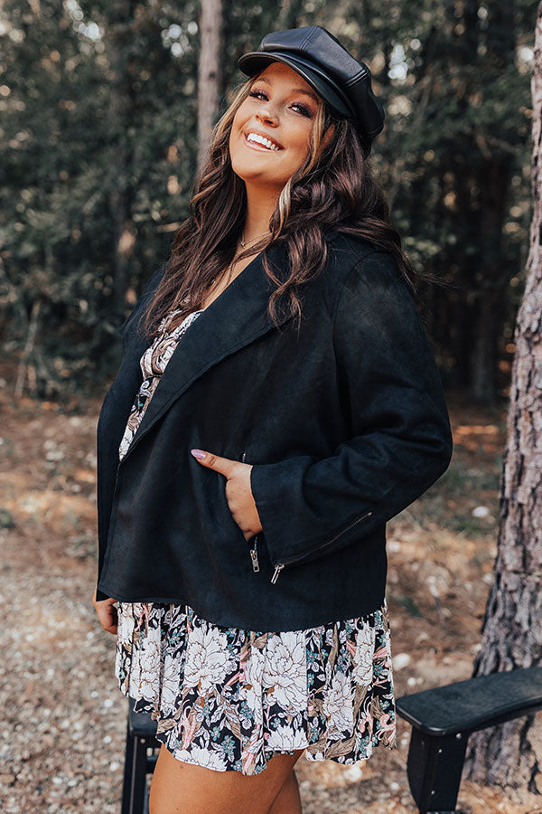 Instant Connection Faux Suede Jacket in Black Curves Image - 5