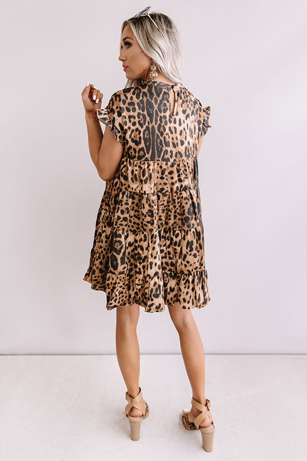 Chic After Sundown Leopard Babydoll Dress In Brown Image - 3