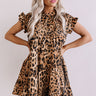 Chic After Sundown Leopard Babydoll Dress In Brown Image - 1