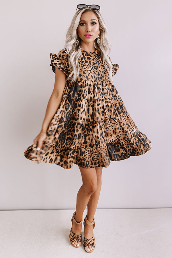 Chic After Sundown Leopard Babydoll Dress In Brown Image - 2