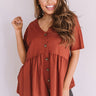 Confidence Calling Babydoll Top In Dark Rust Image - 1