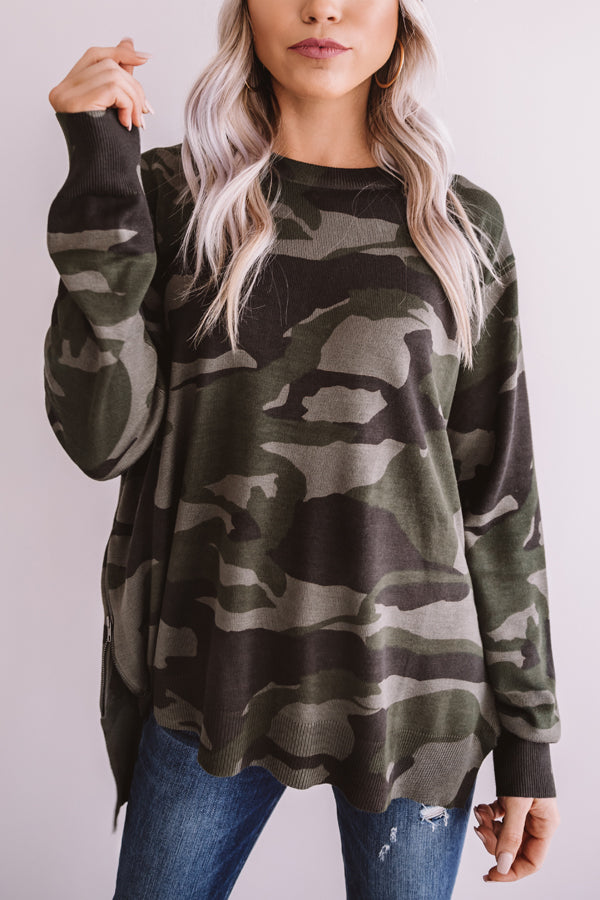 Rock The Room Camo Shift Sweater Image - 3