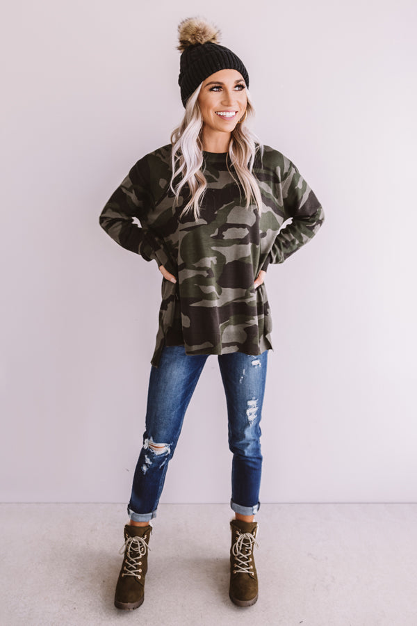 Rock The Room Camo Shift Sweater Image - 1