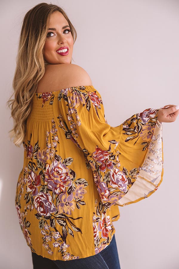 Floral Thrill Off Shoulder Top In Primrose Yellow   Curves Image - 2