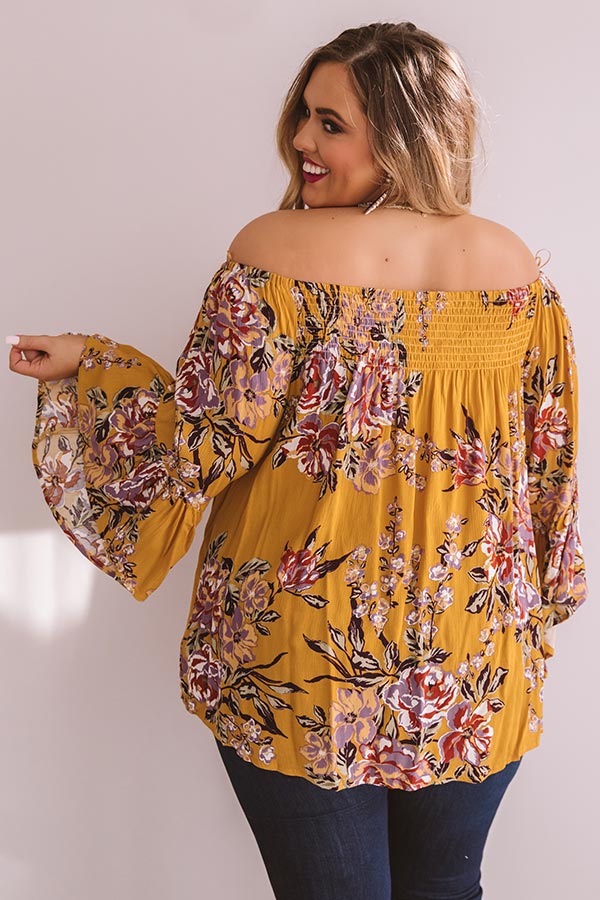 Floral Thrill Off Shoulder Top In Primrose Yellow   Curves Image - 4