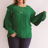 Better With Merlot Ruffle Shift Top in Green Curves Image - 1