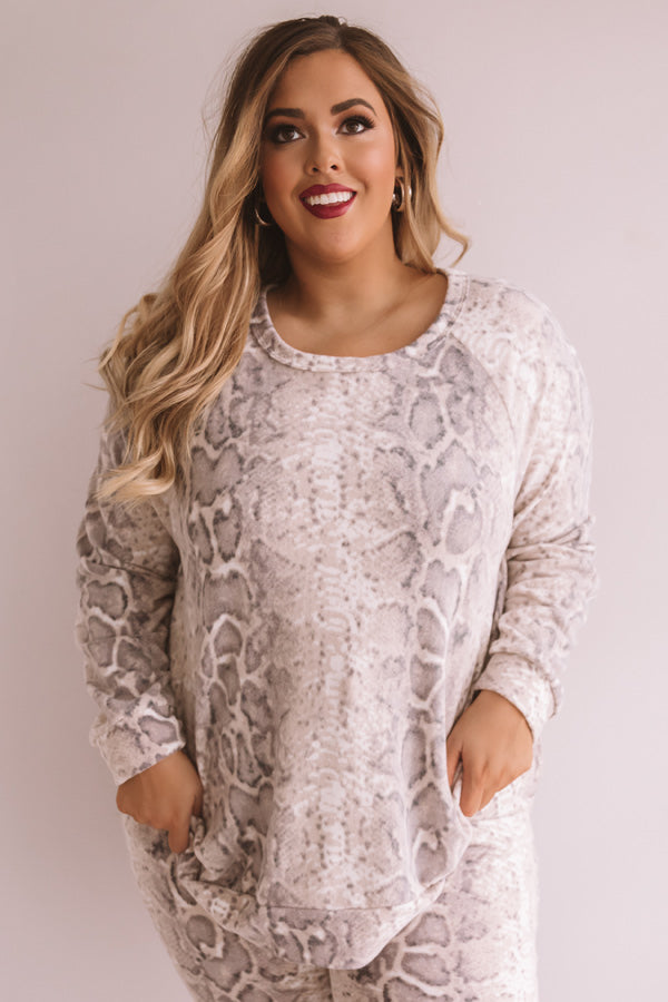 Weekend Chill Snake Print Sweatshirt Curves Image - 1