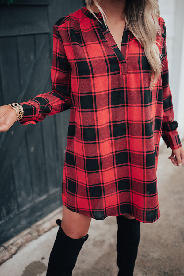 Mistletoe And Mimosas Buffalo Check Shift Dress Image - 4