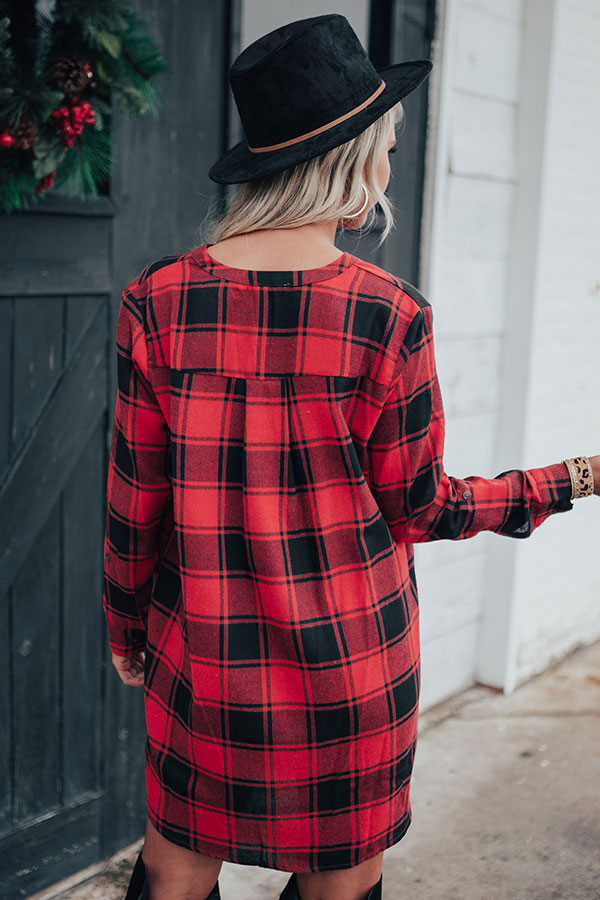 Mistletoe And Mimosas Buffalo Check Shift Dress Image - 3