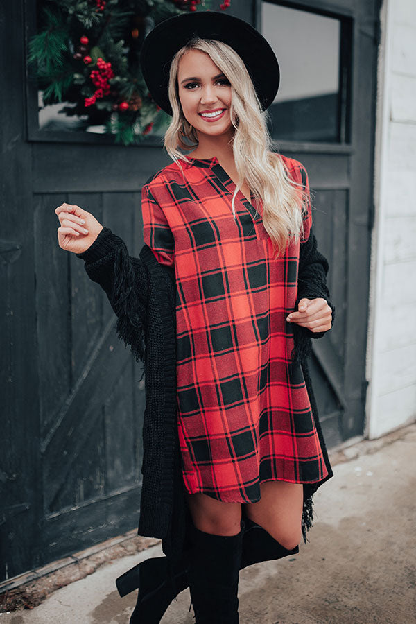 Mistletoe And Mimosas Buffalo Check Shift Dress Image - 5