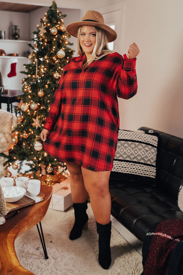 Mistletoe And Mimosas Buffalo Check Shift Dress Curves Image - 3