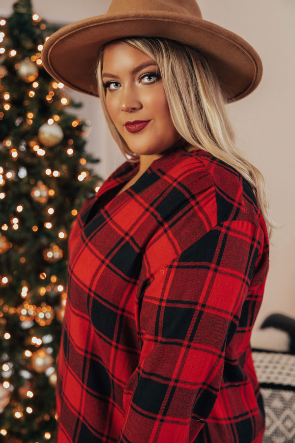 Mistletoe And Mimosas Buffalo Check Shift Dress Curves Image - 4