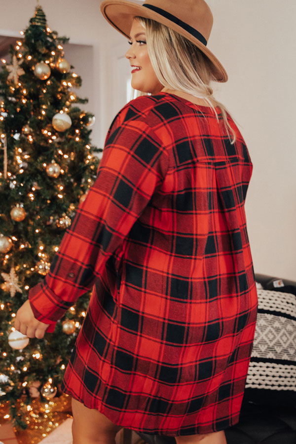 Mistletoe And Mimosas Buffalo Check Shift Dress Curves Image - 5