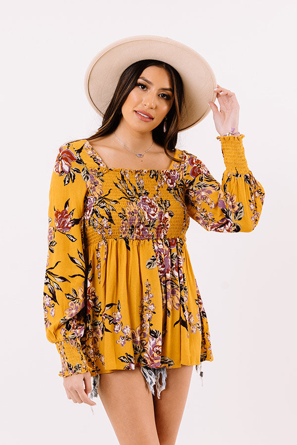 Romance On Repeat Floral Shift Top In Primrose Yellow