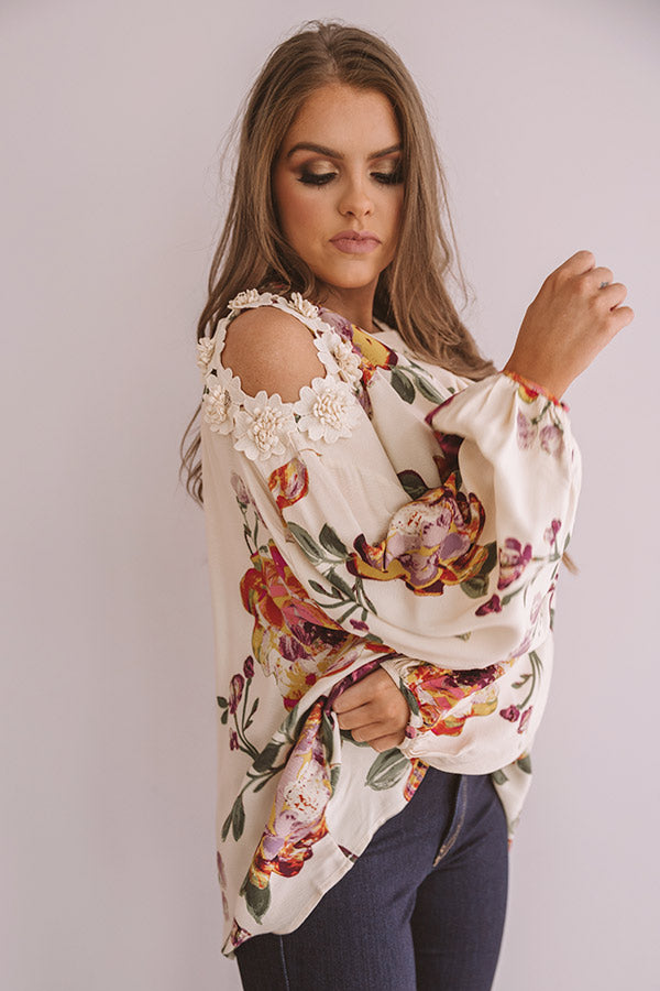 Floral Debut Shift Top In Cream Image - 5