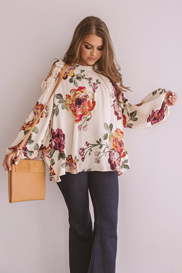 Floral Debut Shift Top In Cream Image - 2