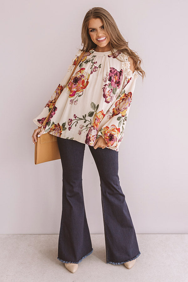 Floral Debut Shift Top In Cream Image - 3