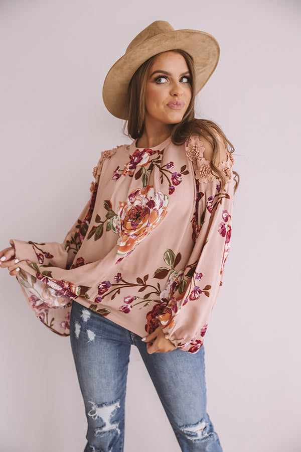 Floral Debut Shift Top In Blush Image - 3