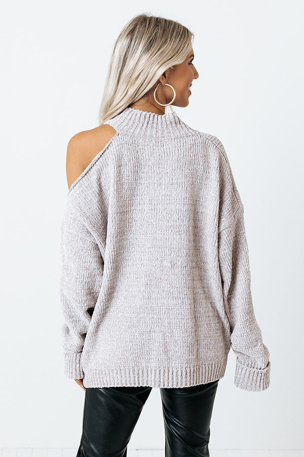 Fireside Champagne Lace Up Chenille Sweater in Rustic Rose Curves