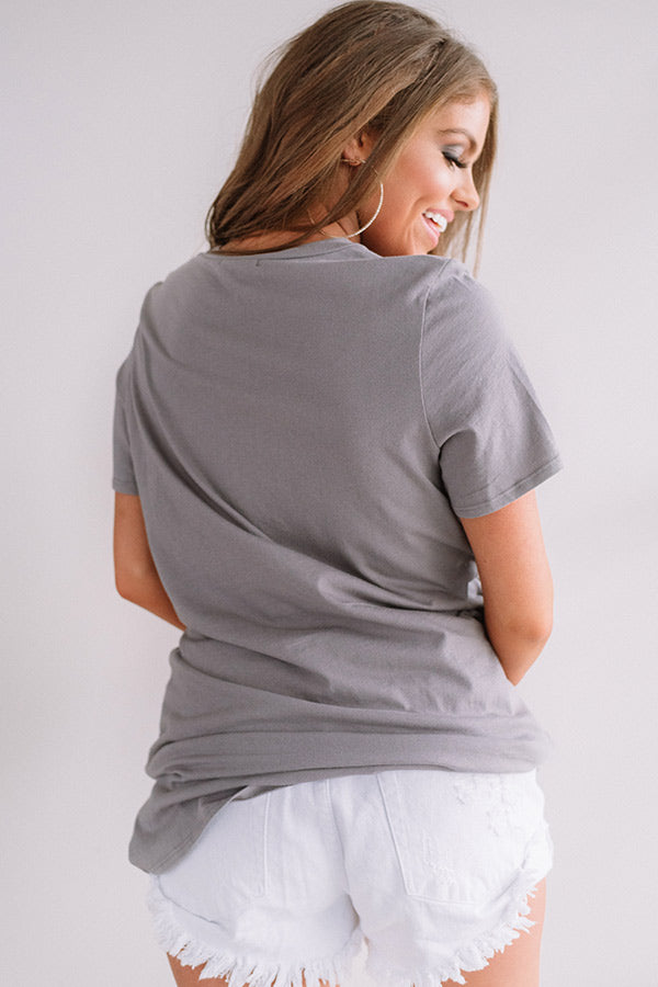 Leopard Lips Distressed Boyfriend Tee in Grey Image - 4