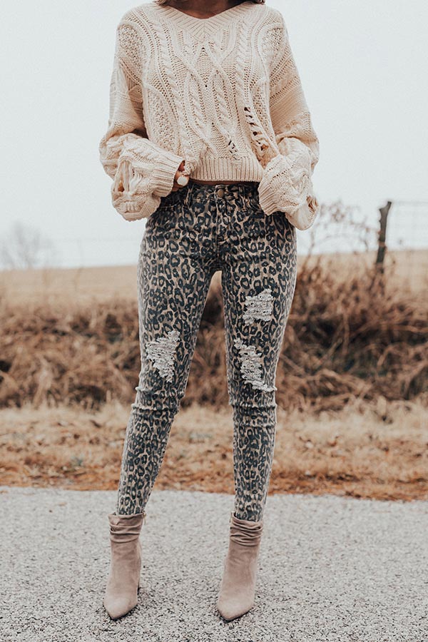 The Gigi Midrise Distressed Skinny in Brown Image - 1