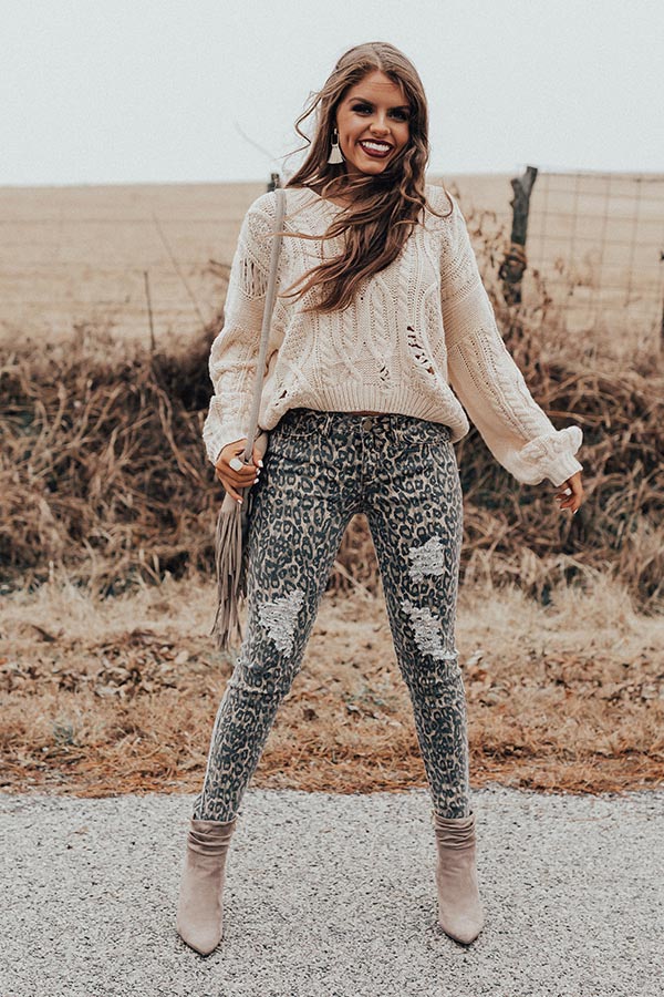 The Gigi Midrise Distressed Skinny in Brown Image - 3