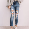 The Tess Midrise Distressed Ankle Skinny In Medium Wash Image - 1