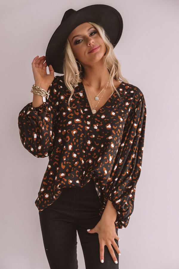 Pretty And Posh Leopard Shift Top In Black Image - 1